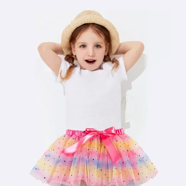 Toddler Girl Two Pieces Short Sleeve T-shirts Glitter Mesh Tutu Dress