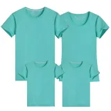 Family Matching Women and Men Casual Short Sleeve Pure Colours T-shirt Mommy and Me Tops