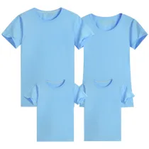 Family Matching Women and Men Casual Short Sleeve Pure Colours T-shirt Mommy and Me Tops