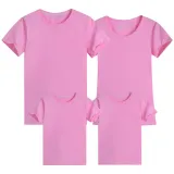 Family Matching Women and Men Casual Short Sleeve Pure Colours T-shirt Mommy and Me Tops