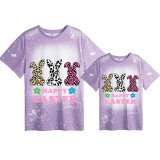 Mommy and Me Matching Clothing Top Happy Easter Leopard Rabbits Tie Dyed Family T-shirts