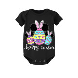 Easter Family Matching Pajamas Happy Easter Rabbit Ears Eggs Black Pajamas Set
