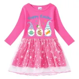Girls Yarn Skirt Happy Easter Gnomies Long And Short Sleeve Dress