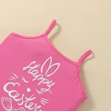 Baby Girls Happy Easter Two Pieces Rabbit Camisoles and Floral Shorts Set