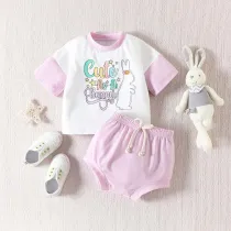 Baby Girls Easter Clothing Cute Two Pieces Bunny Tops and Shorts
