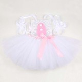 Toddler Girls Easter Cosplay 3 Pieces Sling Mesh Lace Tutu Dress with Bunny Rabbit Hair Bands