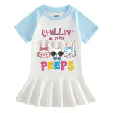 Girls Rainbow Happy Easter Chillin With My Peeps Gnomies Long And Short Sleeve Casual Skirt