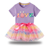 Girl Two Pieces Rainbow TuTu Happy Easter Egg Love Princess Bubble Skirt