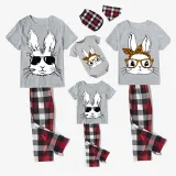 Easter Family Matching Pajamas Exclusive Design Happy Easter Bunny With Glasse Gray Pajamas Set