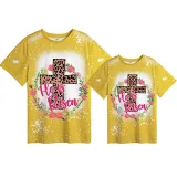 Mommy and Me Matching Clothing Top Happy Easter He Is Risen Tie Dyed Family T-shirts