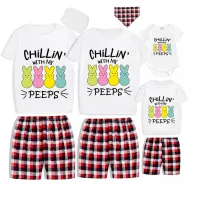 Easter Family Matching Pajamas Exclusive Design Happy Easter Chillin With My Peeps White Pajamas Set