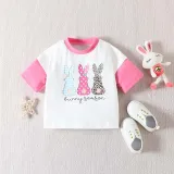 Baby Girls Happy Easter Two Pieces Bunny Season T-shirts and Shorts Set