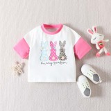Baby Girls Happy Easter Two Pieces Bunny Season T-shirts and Shorts Set