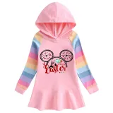 Girls Rainbow Happy Easter Cartoon Mouse Long And Short Sleeve Casual Skirt