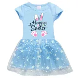 Girls Yarn Skirt Happy Easter Bunny Love Long And Short Sleeve Dress