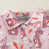 Baby Boys Happy Easter Rabbit Carrots Short Sleeve Casual Shirts