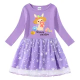 Girls Yarn Skirt Happy Easter Egg Bunny Long And Short Sleeve Dress