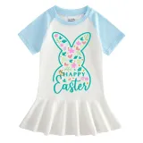 Girls Rainbow Happy Easter Elements Long And Short Sleeve Casual Skirt