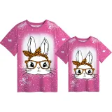 Mommy and Me Matching Clothing Top Happy Easter Bunny With Glasses Tie Dyed Family T-shirts
