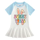 Girls Rainbow Happy Easter Bunny Vibes Long And Short Sleeve Casual Skirt