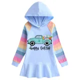 Girls Rainbow Happy Easter Gnomies Car Long And Short Sleeve Casual Skirt