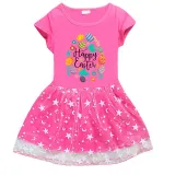 Girls Yarn Skirt Happy Easter Egg Elements Long And Short Sleeve Dress