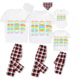 Easter Family Matching Pajamas Exclusive Design Happy Easter Colorful Hop Egg White Pajamas Set