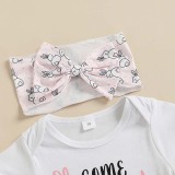 Baby Girls Happy Easter Some Bunny Loves Me Suits and Bow Headband