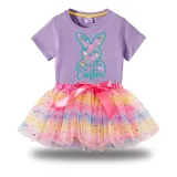 Girl Two Pieces Rainbow TuTu Happy Easter Elements Princess Bubble Skirt