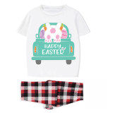 Easter Family Matching Pajamas Exclusive Design Happy Easter Bunny Car White Pajamas Set