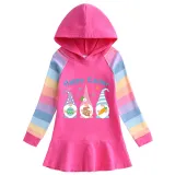 Girls Rainbow Happy Easter Gnomies Long And Short Sleeve Casual Skirt