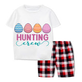 Easter Family Matching Pajamas Exclusive Design Happy Easter Eggs Hunting Crew White Pajamas Set