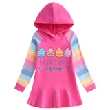 Girls Rainbow Happy Easter Hunting Crew Eggs Long And Short Sleeve Casual Skirt