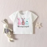 Baby Girls Happy Easter Two Pieces Chillin' with My Peeps T-shirts and Leopard Shorts Set