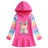 Girls Rainbow Happy Easter Bunny Eggs Long And Short Sleeve Casual Skirt