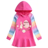 Girls Rainbow Happy Easter Bunny Flower Egg Long And Short Sleeve Casual Skirt