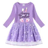 Girls Yarn Skirt Happy Easter Bunny Love Long And Short Sleeve Dress