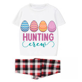 Easter Family Matching Pajamas Exclusive Design Happy Easter Eggs Hunting Crew White Pajamas Set