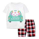 Easter Family Matching Pajamas Exclusive Design Happy Easter Bunny Car White Pajamas Set