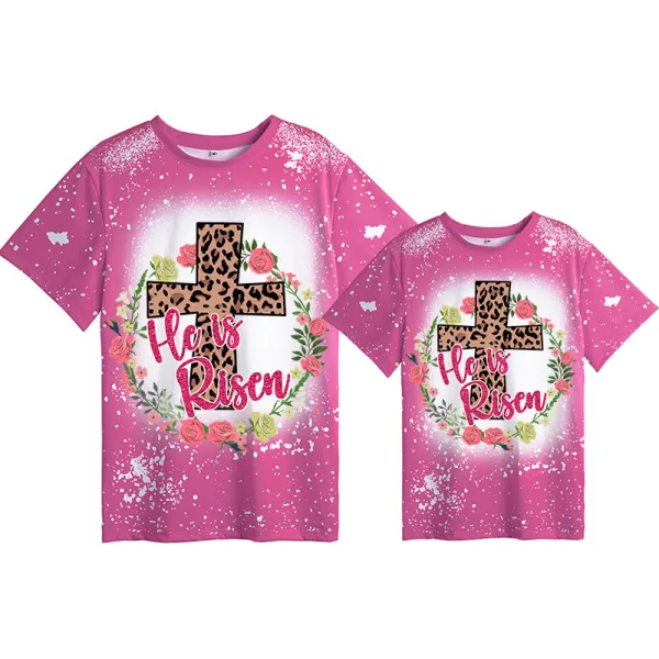 Mommy and Me Matching Clothing Top Happy Easter He Is Risen Tie Dyed Family T-shirts