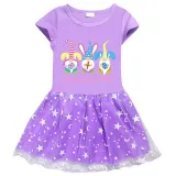 Girls Yarn Skirt Happy Easter Gnomies Bunny Long And Short Sleeve Dress
