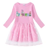 Girls Yarn Skirt Happy Easter Slogan Gnomies Long And Short Sleeve Dress