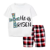 Easter Family Matching Pajamas Exclusive Design Happy Easter He Is Risen Eggs White Pajamas Set
