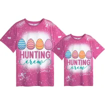 Mommy and Me Matching Clothing Top Happy Easter Egg Hunting Crew Tie Dyed Family T-shirts