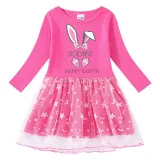 Girls Yarn Skirt Happy Easter Name Custom Bunny Long And Short Sleeve Dress