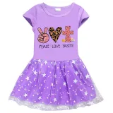 Girls Yarn Skirt Happy Easter Peace Love Cross Long And Short Sleeve Dress