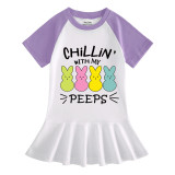 Girls Rainbow Happy Easter Chillin With My Peeps Long And Short Sleeve Casual Skirt