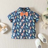 Baby Boys Happy Easter Two Pieces Rabbit Short Sleeve Shirts and Shorts Set