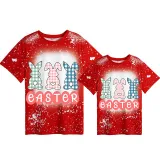 Mommy and Me Matching Clothing Top Happy Easter Plaids Rabbits Tie Dyed Family T-shirts