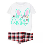 Easter Family Matching Pajamas Exclusive Design Happy Easter Bunny Ears White Pajamas Set